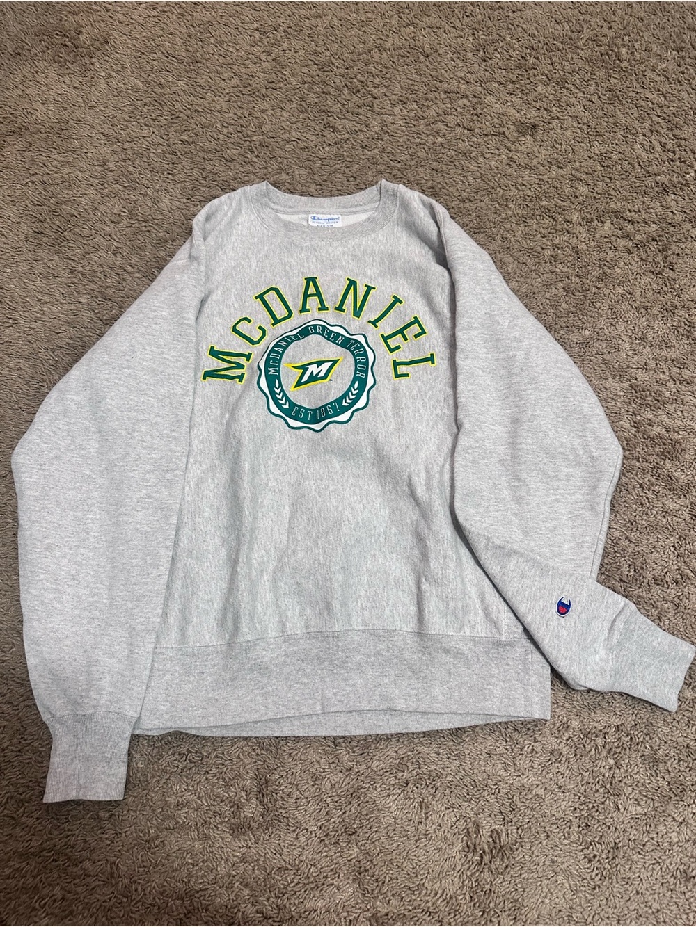 Champion Reverse Weave
McDaniel College Green Terror Gray Crewneck Sweatshirt M